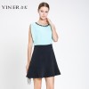 YINER音儿2016新款 薄荷色荷叶插肩袖钉珠连衣裙85605522